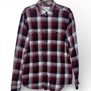 American Eagle Mens Shirt Size LT Cotton Red Flannel Plaid Button Down Shirt
